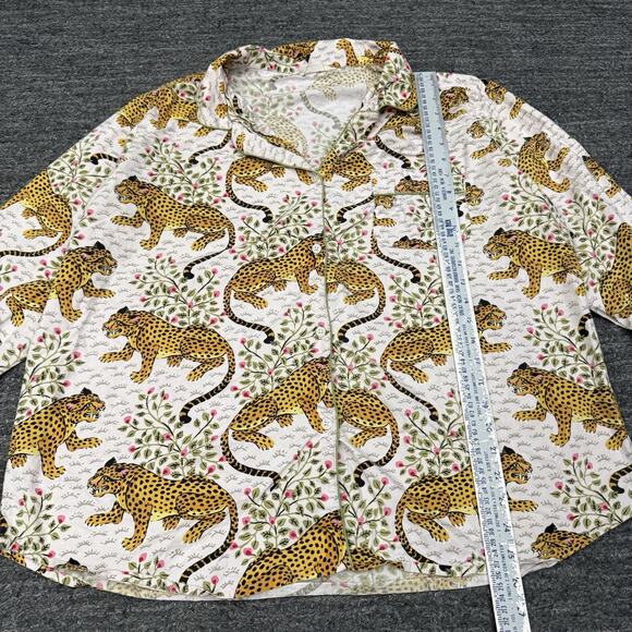 Anthropologie Print Fresh Pajamas Women 1X Bagheera Cheetah Big Cat Organic - Picture 7 of 16